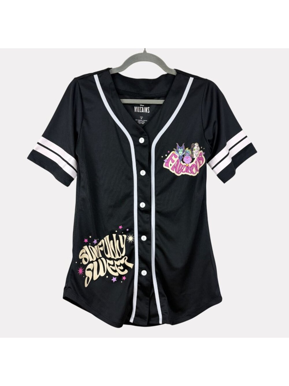 Disney Villains Short Sleeve Jersey Top Womens Medium Black Maleficent Ursula